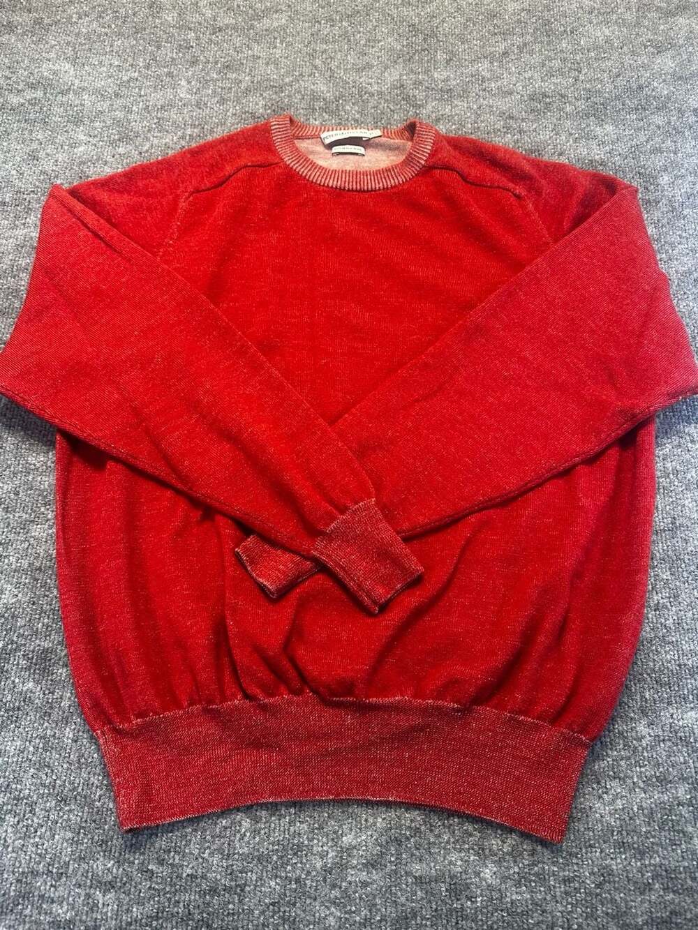 Peter Millar Men's M Red 100% Extra Fine Italian Merino Wool Crew Golf Sweater